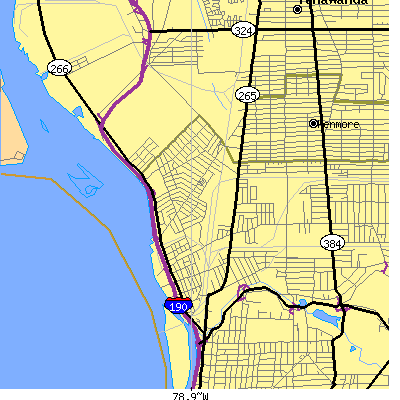 Zip code 14207 close-up map