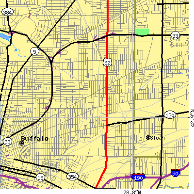 Zip code 14211 close-up map