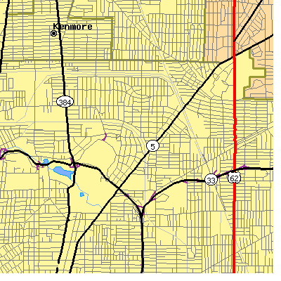 Zip code 14214 close-up map