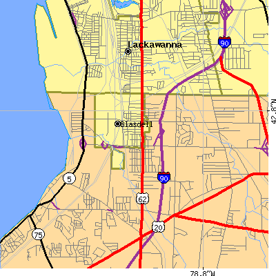 Zip code 14219 close-up map
