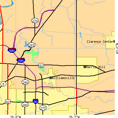 Zip code 14221 close-up map