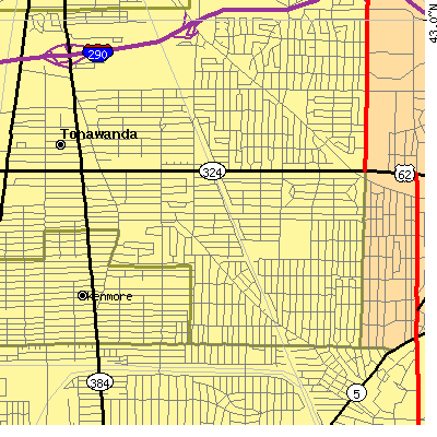 Zip code 14223 close-up map