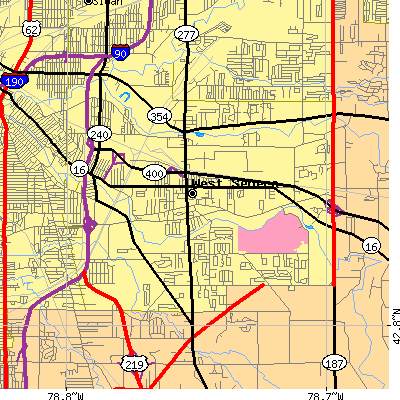 Zip code 14224 close-up map