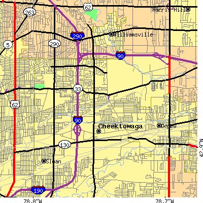 Zip code 14225 close-up map