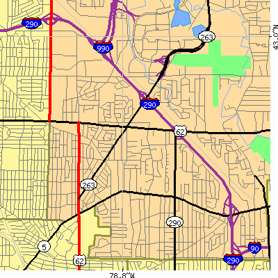 Zip code 14226 close-up map