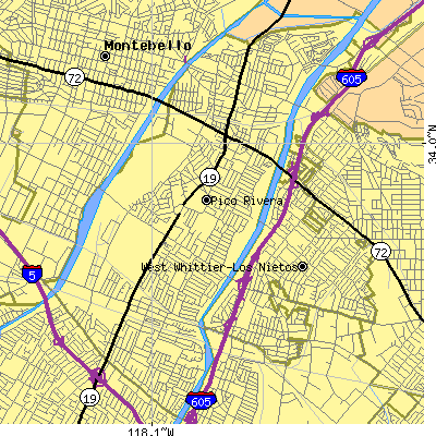 Zip code 90660 close-up map