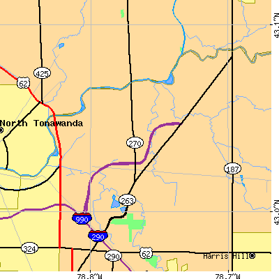 Zip code 14228 close-up map