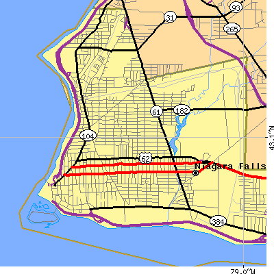 Zip code 14301 close-up map