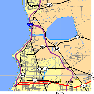 Zip code 14305 close-up map