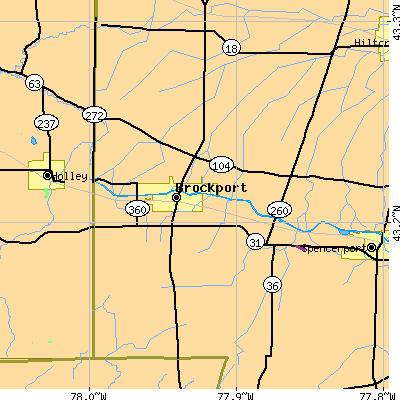 Zip code 14420 close-up map