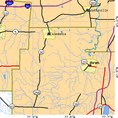 Zip code 14423 close-up map