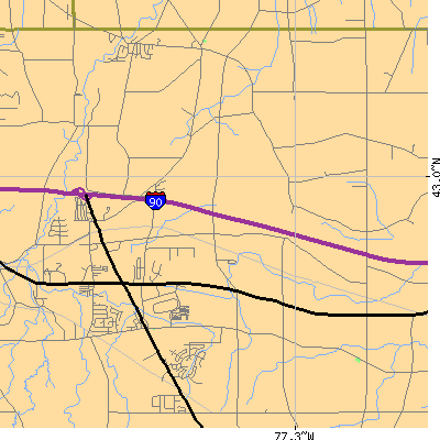 Zip code 14425 close-up map