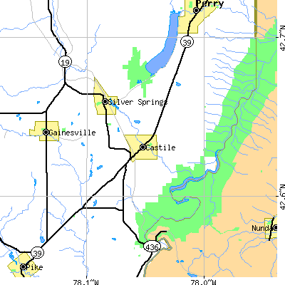 Zip code 14427 close-up map