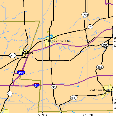 Zip code 14428 close-up map