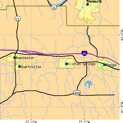 Zip code 14432 close-up map