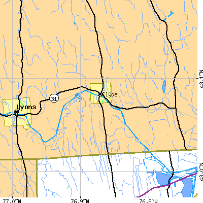Zip code 14433 close-up map