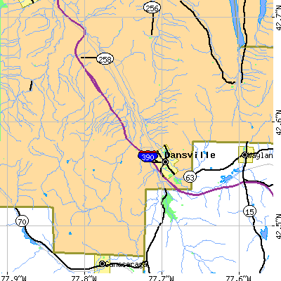 Zip code 14437 close-up map