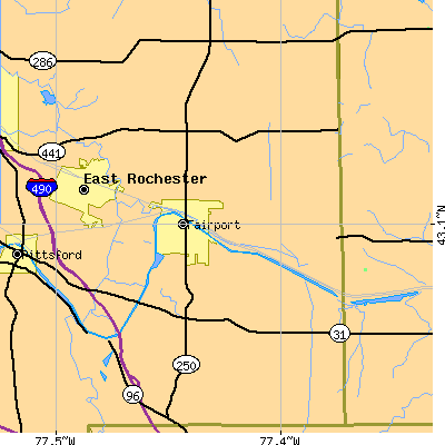 Zip code 14450 close-up map