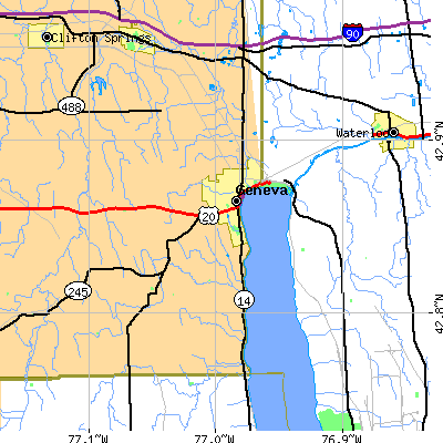 Zip code 14456 close-up map