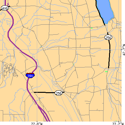 Zip code 14462 close-up map