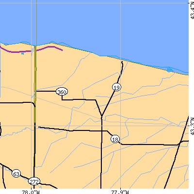 Zip code 14464 close-up map