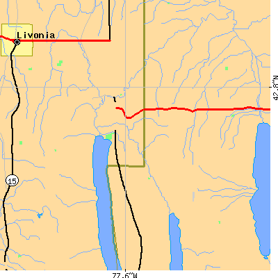Zip code 14466 close-up map