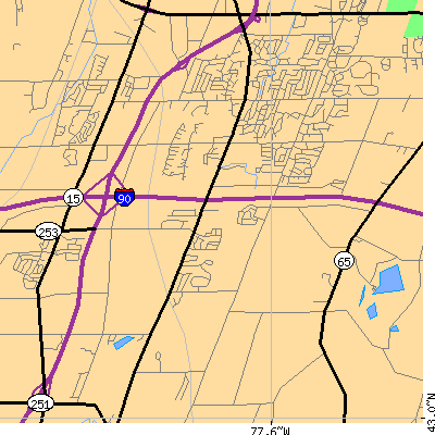 Zip code 14467 close-up map