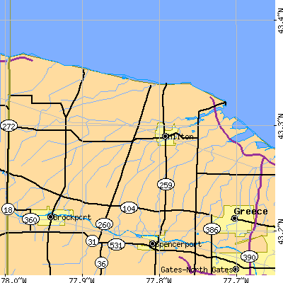 Zip code 14468 close-up map