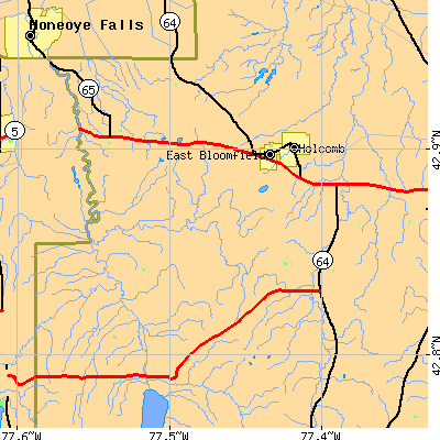 Zip code 14469 close-up map