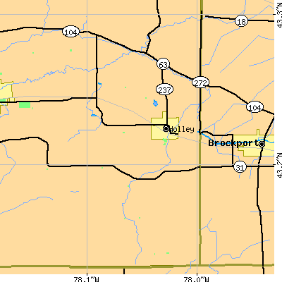 Zip code 14470 close-up map