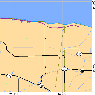Zip code 14476 close-up map