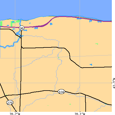 Zip code 14477 close-up map