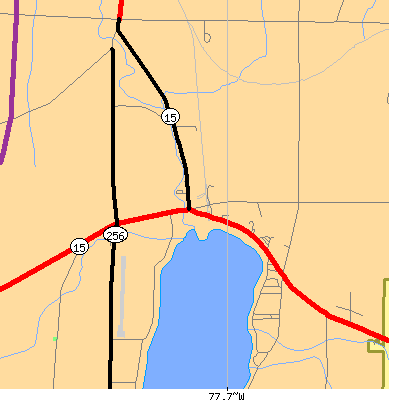 Zip code 14480 close-up map