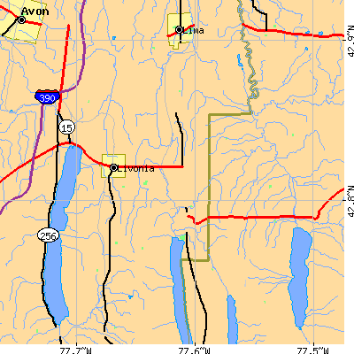 Zip code 14487 close-up map