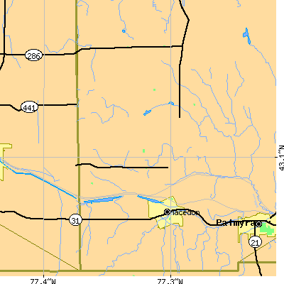 Zip code 14502 close-up map