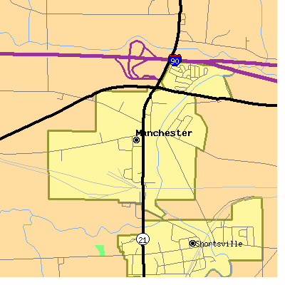 Zip code 14504 close-up map