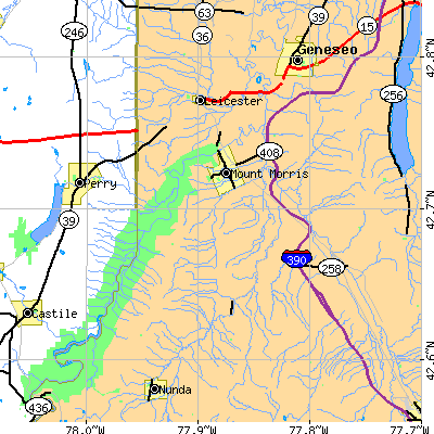 Zip code 14510 close-up map