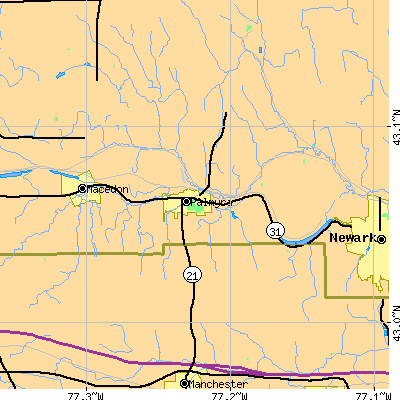 Zip code 14522 close-up map