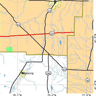 Zip code 14525 close-up map