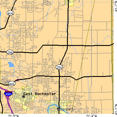 Zip code 14526 close-up map