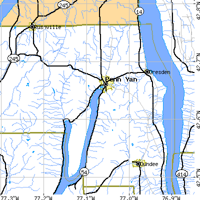 Zip code 14527 close-up map