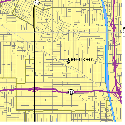 Zip code 90706 close-up map