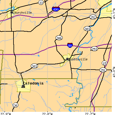 Zip code 14546 close-up map
