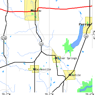 Zip code 14550 close-up map