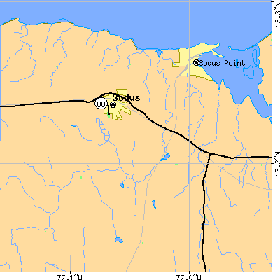 Zip code 14551 close-up map