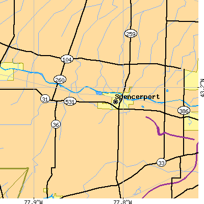 Zip code 14559 close-up map