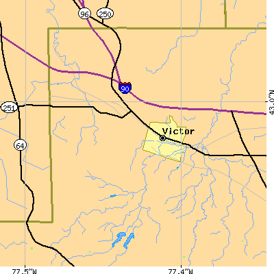 Zip code 14564 close-up map