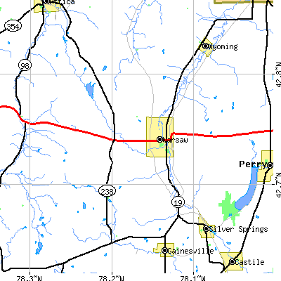 Zip code 14569 close-up map