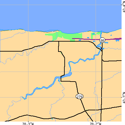 Zip code 14571 close-up map