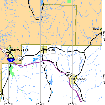 Zip code 14572 close-up map